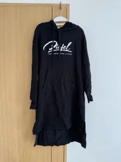 DIESEL フード付きロングパーカー ブラック　ワンピース