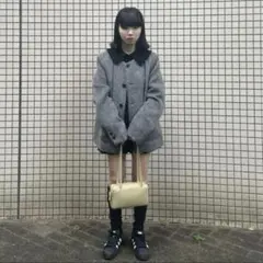 FEKETE ノーカラーウールシャギージャケット