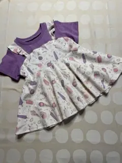 ハンドメイド♡アイスクリームプリント ドレス風Tシャツ 110cm