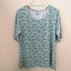 Time and Tru【L】花柄 半袖Tシャツ グリーン 可愛い オシャレ春夏