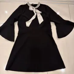 ZARA BASIC ビジュー襟 ボウタイ ワンピース