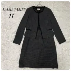 【EMMAJAMES】 ワンピース ノーカラー ツイード　11号 フォーマル