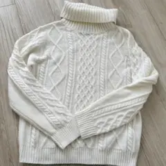 メンズタートルネック白セーターMサイズ