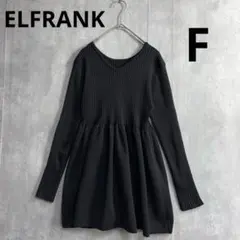 ELFRANK　エルフランク　リブニット　ペプラム　チュニック　黒　長袖　春秋冬のサムネイル