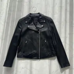 【未使用級】23区 ライダース レザー ラムレザー 黒 ブラック40 Lサイズ