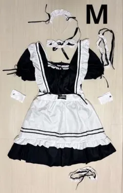 メイド服　6点セット　コスプレ　黒　M