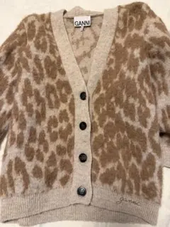 GANNI ニット カーディガン レオパード柄