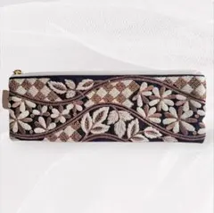 インド刺繍リボン【ペンケース】ブラック