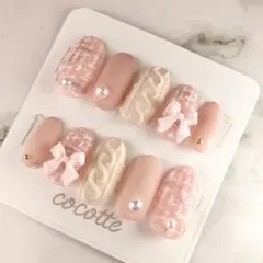 【現品】フレンチガーリー 量産型 冬 ピンク ツイード×ニット×リボン