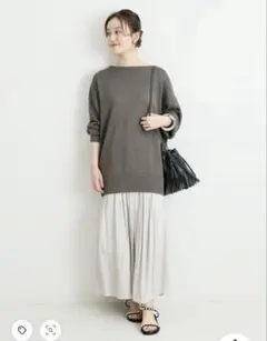 新品☆IENA ヴィンテージサテンマキシスカート☆グレー36