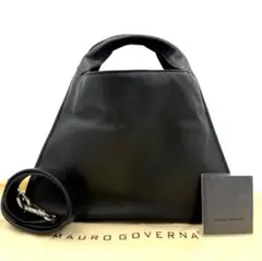 ★極美品★マウロゴヴェルナ 本革 2way ハンドバッグ ブラック 最高峰モデル