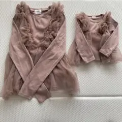 プティマイン リアン　チュールドッキング長T リンクコーデセット　90 ピンク