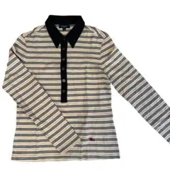 Burberry ボーダー 長袖ポロシャツ M