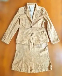 et vous ★ベージュ コットン混ストレッチスカート★セットアップ