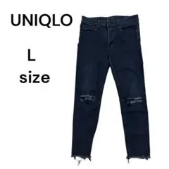 ユニクロ　ウルトラストレッチスキニージーンズ　ダメージ加工　黒　メンズ　31 L