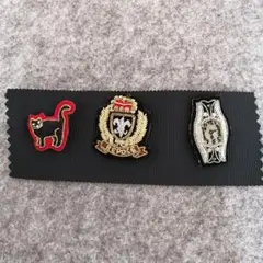 S641）値下げ！新品！刺繍ピンズ　ピンバッジ3点まとめて！時計型他/ブローチ☆