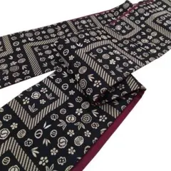 半幅帯　黒　ボルドー　リバーシブル　浴衣　着物　#192