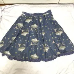 axes femme メリーゴーランド柄 裾レーススカート 紺 Mサイズ