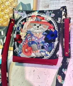 h*o様 お洒落ニャンです♡ジョリーフルール♡ロラライハリス生地♡刺繍のショルダ