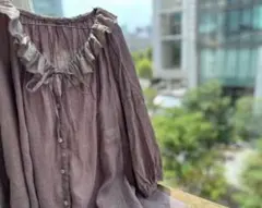 美品】ネストローブ リネン2柄刺繍ブラウス 大人の刺繍シリーズ 25SS