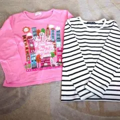 まとめ売り2点　ピンク、ストライプ 長袖　ロンＴ120cm