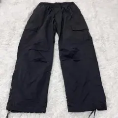 古着 adidas アディダス ナイロンパンツ カーゴパンツ ブラック XL