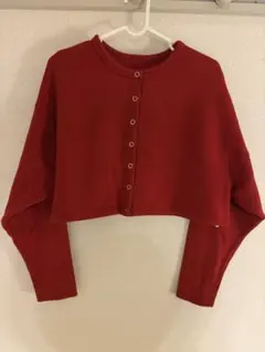 W closet　ダブルクローゼット 赤ショート丈カーディガン