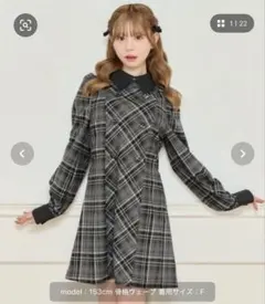 チェックパフスリーブワンピース アプレジュール