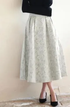 SAISON DE PAPILLON フクレジャガードフレアスカート グレー S