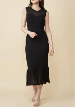 ROYAL PARTY★シアー切替マーメイドワンピース ★ブラック★人気完売品