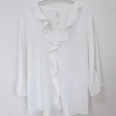 大人可愛い♡ フリルブラウス XL ホワイト 大きいサイズ 華やか ゆったり