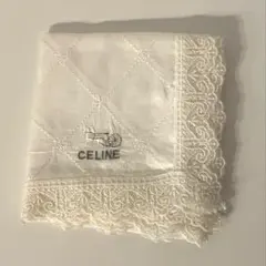 A14 新品 未使用CELINE ホワイト レースハンカチ セリーヌ