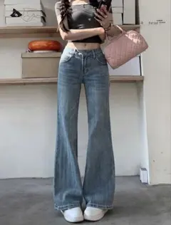 shein ローライズフレアデニムのサムネイル