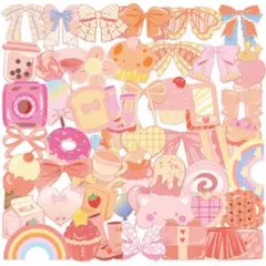 同捆sale❣️おとぎの国ピンクシールPETシールコラージュ素材ステッカー50枚