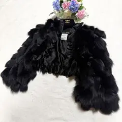 美品☆Sovereign フォックスファー ボレロ 黒 ショート丈 毛皮 短丈 