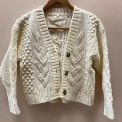 アイボリー ケーブル編み カーディガン 140サイズ