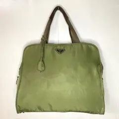 プラダ ハンドバッグ 三角ロゴ カーキ ナイロン パドロック 갸란티카드