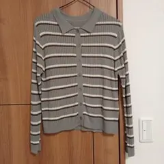 mysa closet　襟付きボーダーニットカーディガン