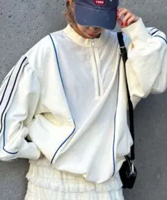 【完売カラー】CIAOPANIC 異素材切替サイドラインハーフジッププルオーバー