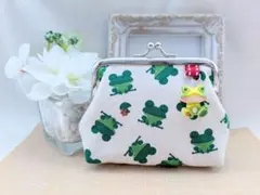 居眠りかえる♡　匿名配送　 がま口　小銭入れ　小物入れ　 ハンドメイド