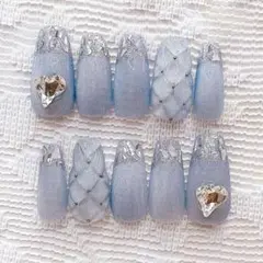 現品25459 ガラスフレンチ　マグネットネイル　キルティング ピンク ちゅるん