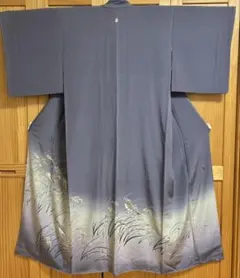 十日町 友禅 色留袖 正絹 新古品 すずめ 紫 ちりめん 丹後 袷 yzk699