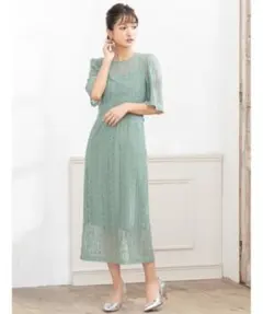 fifth ミントグリーン総レースワンピース　お呼ばれのサムネイル