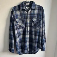 80s 90s briggs フランネルシャツ M ブルーチェック ウール