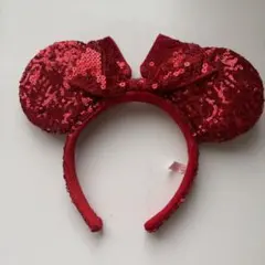 ミニーマウス風 赤 スパンコール ヘアバンド