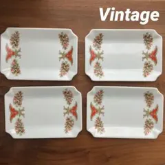 Vintageレトロな角皿4枚セット