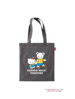 サンリオ　ファミリアコラボ　キティ　トートバッグ 黒チェック　新品