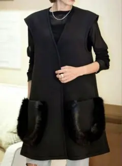 トレフルプラスワン　 エコファーボンディング ジレ 美品 黒