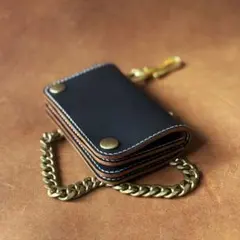 トラッカーウォレット 茶芯ブラック 本革 真鍮 ハンドメイド 財布 メンズ