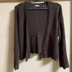 GU ブラウン レース編みカーディガン　L